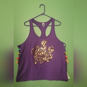 BN Authentic Zumba Sweat Glitter Open Side Tank Top size XL